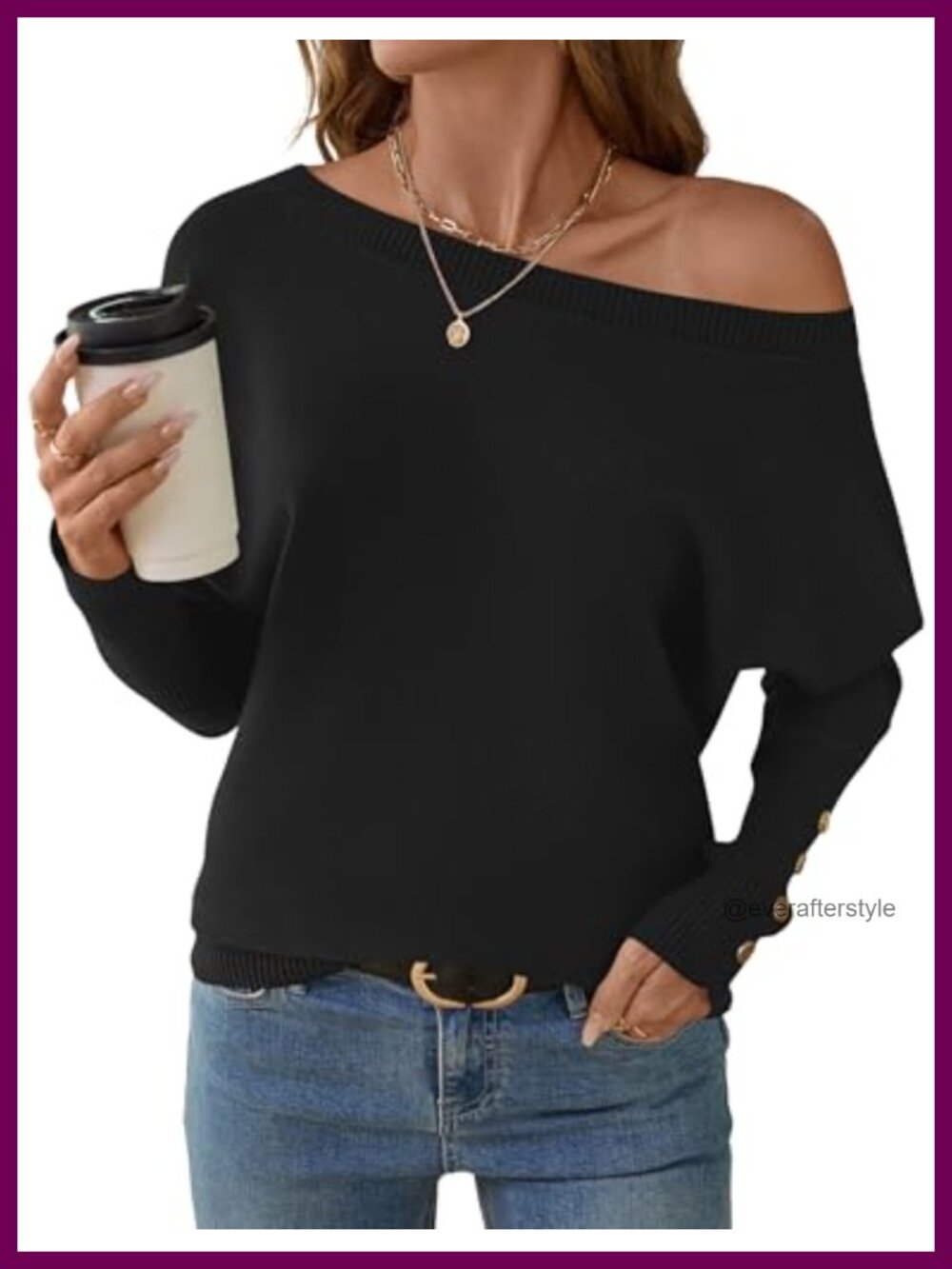 Off Shoulder Oversized Knit Pullover Sweater Women Fall Long Sleeve